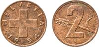 Switzerland 2 Rappen Switzerland Federal State 1954 B 2 Rappen (Wheat spike) Bronze (95% copper, 4% tin, 1% zinc) Bern Mint (2530000) 2.98g AU HMZ 2 -