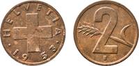 Switzerland 2 Rappen Switzerland Federal State 1953 B 2 Rappen (Wheat spike) Bronze (95% copper, 4% tin, 1% zinc) Bern Mint (2000000) 2.95g UNC HMZ -