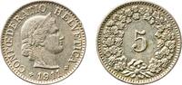 Switzerland 5 Rappen Switzerland Federal State 1911 B 5 Rappen (Libertas; copper-nickel) Copper-nickel (75% copper, 25% nickel, non-magnetic) Bern Mi -