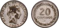 Colombia 20 Centavos Colombia Republic 1945 B 20 Centavos Silver (.500) Casa de Moneda de Colombia Mint (1675000) 4.81g VF KM 208 Restrepo 389 Herná -