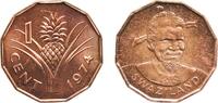 Eswatini 1 Cent Eswatini Kingdom of Swaziland 1974 1 Cent - Sobhuza II Bronze Royal Mint (6200000) 2.08g UNC KM 7 Schön 7 -
