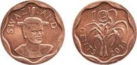 Eswatini 10 Cents Eswatini Kingdom of Swaziland 2011 10 Cents - Mswati III (2nd portrait) Copper plated steel 3.47g UNC KM 57 -