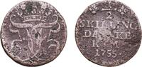 Denmark ½ Skilling Denmark Kingdom 1755 PNVH ½ Skilling Dansk - Frederik V Copper Copenhagen Mint 3.3g VF KM 577 C 1 -