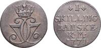 Denmark 1 Skilling Denmark Kingdom 1771 1 Skilling Dansk - Christian VII Copper (54757104) 12.67g XF KM 616.1 -