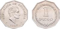 Colombia 1 Peso Colombia Republic 1967 1 Peso Copper-nickel (75% Copper, 25% Nickel) Royal Mint (Tower Hill) (4000442) 12.47g UNC KM 229 Restre -