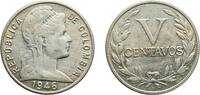 Colombia 5 Centavos Colombia Republic 1946 5 Centavos (Liberty) Copper-nickel (75% Copper, 25% Nickel) (3330000) 3.97g XF KM 199 Schön 14 Hernández -