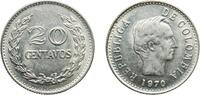 Colombia 20 Centavos Colombia Republic 1970 20 Centavos (legend divided before DE) Nickel clad steel (44358000) 4.59g AU KM 237 Restrepo 395 -