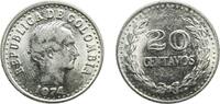 Colombia 20 Centavos Colombia Republic 1974 20 Centavos (no gap in legend; small letters) Nickel clad steel (90% Steel, 10% Nickel) Casa de Moneda de -