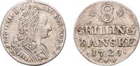 Denmark 8 Skilling Denmark Kingdom 1729 CW 8 Skilling Dansk - Frederik IV (Bust type) Silver (.562) Copenhagen Mint 2.95g VF KM 528 -