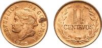 Colombia 2 Centavos Colombia Republic 1965 2 Centavos (Divided legend) Brass Casa de Moneda de Colombia Mint (1830000) 3.18g UNC KM 211 Schön 32.1 -