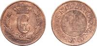Denmark 1 Skilling rigsmont Denmark Kingdom 1870 ♔ 1 Skilling Rigsmønt - Christian IX Bronze Copenhagen Mint 3.82g UNC KM 774 -