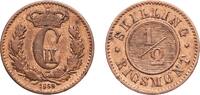 Denmark ½ Skilling Rigsmont Denmark Kingdom 1868 ♔ ½ Skilling Rigsmønt - Christian IX Bronze Copenhagen Mint 2g AU KM 776 -