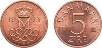 Denmark 5 Øre Denmark Kingdom 1973 S♥B 5 Øre - Margrethe II Copper clad iron (Fe 90%, Cu 10%) Royal Danish Mint (Den Kongelige Mønt) (75138000 -