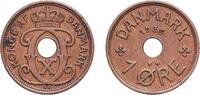 Denmark 1 Øre Denmark Kingdom 1935 GJ;♥N 1 Øre - Christian X Bronze (95% Copper, 4% Tin, 1% Zinc) Royal Danish Mint (Den Kongelige Mønt) (5668 -
