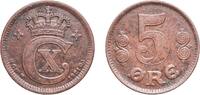 Denmark 5 Øre Denmark Kingdom 1921 HCN♥;GJ 5 Øre - Christian X Bronze Royal Danish Mint (Den Kongelige Mønt) (3248000) 7.89g XF KM 814.2 DNF 3 -