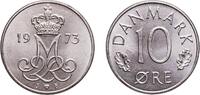 Denmark 10 Øre Denmark Kingdom 1973 S♥B 10 Øre - Margrethe II Copper-nickel (Cu 75%, Ni 25%) Copenhagen Mint (37538000) 2.97g UNC KM 860.1 DNF -