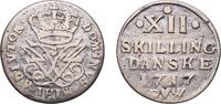 Denmark 12 Skilling Denmark Kingdom 1717 CW; ♥ 12 Skilling Dansk - Frederik IV Silver (.562) Copenhagen Mint 4.33g VF KM 504 -