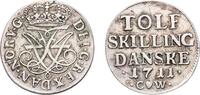 Denmark 12 Skilling Denmark Kingdom 1711 CW; ♥ 12 Skilling Dansk - Frederik IV (TOLF Type) Silver (.562) Copenhagen Mint 3.82g XF KM 495 -