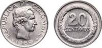 Colombia 20 Centavos Colombia Republic 1969 20 Centavos (continuous legend; big letters) Nickel clad steel (22470000) 4.46g AU KM 227 Restrepo 394 -