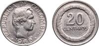 Colombia 20 Centavos Colombia Republic 1968 20 Centavos (continuous legend; big letters) Nickel clad steel (26680000) 4.52g XF KM 227 Restrepo 394 -
