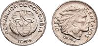 Colombia 10 Centavos Colombia Republic 1956 10 Centavos Copper-nickel Bogota Mint (77705000) 2.52g UNC KM 212.2 Restrepo 380.6 -