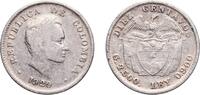Colombia 10 Centavos Colombia Republic 1920 10 Centavos Silver (.900) Bogota Mint (2149000) 2.41g F KM 196 Hernández 402-410 Restrepo 377 -