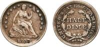 United States 5 Cents United States Federal republic 1857 ½ Dime Seated Liberty Half Dime (reduced weight) Silver (.900) (.100 copper) Philadelphia -