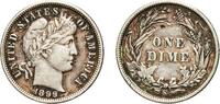 United States 1 Dime United States Federal republic 1899 S 1 Dime Barber Dime Silver (.900) (.100 copper) San Francisco Mint (1867493) 2.5g VF PCGS -