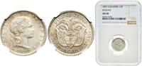 Colombia 10 Centavos Colombia Republic 1897 10 Centavos Silver (.666) Royal Mint of Belgium (2642000) 2.5g NGC AU 58 KM 188 -