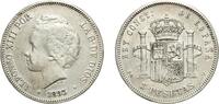Spain 5 Pesetas Spain Kingdom 1893 ????18-? PGV 5 Pesetas - Alfonso XIII (2nd portrait) Silver (.900) Madrid Mint (518000) 24.73g VF Cal 22 Aure -