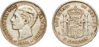 Spain 5 Pesetas Spain Kingdom 1881 ????18-?? MSM 5 Pesetas - Alfonso XII (2nd portrait) Silver (.900) Madrid Mint (699000) 24.92g VF Cal 32 -