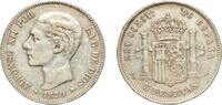 Spain 5 Pesetas Spain Kingdom 1879 ????18-7? EMM 5 Pesetas - Alfonso XII (2nd portrait) Silver (.900) Madrid Mint (1634000) 24.88g VF Cal 31 -