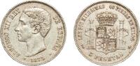 Spain 5 Pesetas Spain Kingdom 1875 DEM 5 Pesetas - Alfonso XII (1st portrait;legend in edge) Silver (.900) Madrid Mint (8641000) 24.78g XF Cal 2 -