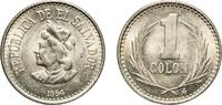 El Salvador 1 Colón El Salvador Republic 1984 Mo 1 Colón Copper-nickel (75% Copper, 25% Nickel) Casa de Moneda de México Mint (10000000) 8.97g UNC -