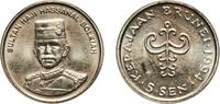 Brunei 5 Sen Brunei Darussalam 1994 5 Sen - Sultan Hassanal Bolkiah (2nd portrait) Copper-nickel Singapore Mint (2600000) 1.43g UNC KM 35 Sc -