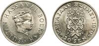 Brunei 20 Sen Brunei Darussalam 1979 20 Sen - Hassanal Bolkiah (1st portrait; w/o numeral 'I' in title) Copper-nickel (75% Copper, 25% Nickel) -