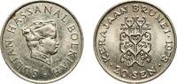Brunei 20 Sen Brunei Darussalam 1978 20 Sen - Hassanal Bolkiah (1st portrait; w/o numeral 'I' in title) Copper-nickel (75% Copper, 25% Nickel) -