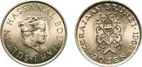 Brunei 20 Sen Brunei Darussalam 1968 20 Sen - Hassanal Bolkiah (1st portrait) Copper-nickel Royal Mint (510000) 5.69g UNC KM 12 Schön 15 -
