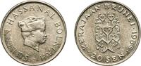 Brunei 20 Sen Brunei Darussalam 1985 20 Sen - Hassanal Bolkiah (1st portrait; w/o numeral 'I' in title) Copper-nickel (75% Copper, 25% Nickel) -