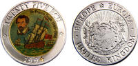 Great Britain 25 ECU Great Britain United Kingdom Elizabeth II 1994 25 ECU Fantasy items, Sir Francis Drake -