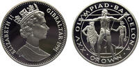 Gibraltar 1 Crown Gibraltar British colony Elizabeth II 1991 PM 1 Crown Barcelona Summer Olympic Games 1992, Javelin Thrower -