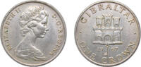Gibraltar 1 Crown Gibraltar British colony 1967 1 Crown - Elizabeth II (2nd portrait) Copper-nickel (75% Copper, 25% Nickel) Royal Mint (Tower Hil -