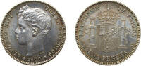 Spain 1 Peseta Spain Kingdom 1900 *19-00 SMV 1 Peseta - Alfonso XIII (3rd portrait) Silver (.835) Madrid Mint (18650000) 5g UNC KM706 Cal41 -