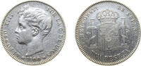 Spain 1 Peseta Spain Kingdom 1900 *19-00 SMV 1 Peseta - Alfonso XIII (3rd portrait) Silver (.835) Madrid Mint (18650000) 5g XF KM706 Cal41 -