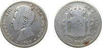 Spain 1 Peseta Spain Kingdom 1905 SMV 1 Peseta - Alfonso XIII (4th portrait) Silver (.835) Madrid Mint (492000) 5g VF KM721 Cal49 -