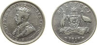 Australia 6 Pence Australia Commonwealth 1918 M 6 Pence - George V Silver (.925) Melbourne Mint (915000) 2.82g VF KM 25 -