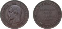 France 10 Centimes France Second Empire 1854 Medal - Napoleon III (Visit Lille Chamber of Commerce) Bronze 10g VF -