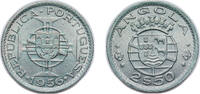 Angola 2.5 Escudos Angola Portuguese Overseas Province 1956 2.50 Escudos Copper-nickel Lisbon Mint (9991650) 3.5g UNC KM 77 Schön 17 -