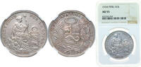 Peru 1 Sol Peru Republic 1934 1 Sol Silver (.500) (2855000) 25g NGC AU 55 KM 218 -