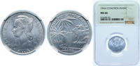 Comoro Islands 1 Franc Comoro Islands Autonomous State of France 1964 1 Franc Aluminium (95% Aluminium, 5% Magnesium) (500000) 1.3g NGC MS 66 KM 4 Lec -